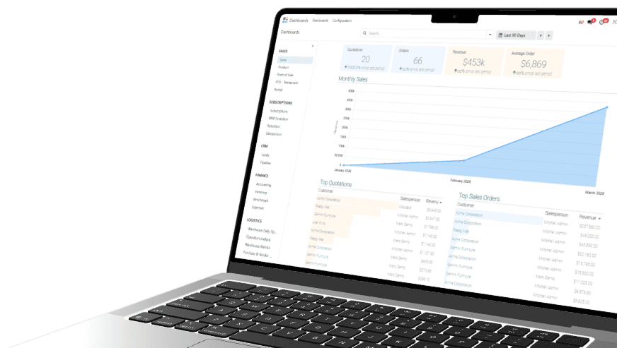 ERP Dashboard on Laptop