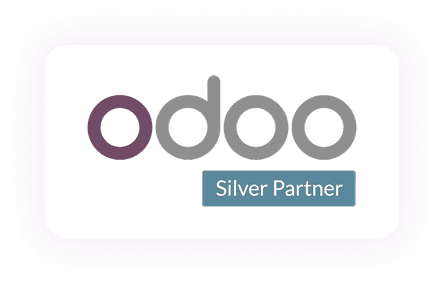 Odoo Silver Partner and Clutch badges highlighting Odoo Customization Services