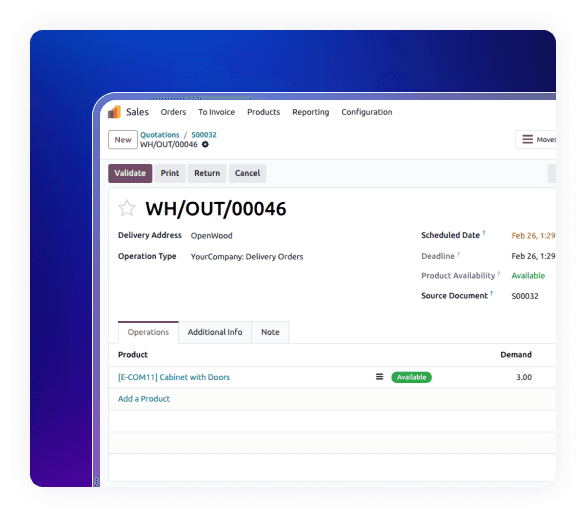 Delivery order management in Furniture Business ERP for order fulfillment tracking.