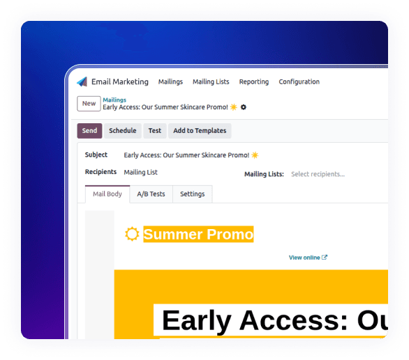 Email marketing campaign builder with Promotional Products ERP Software.