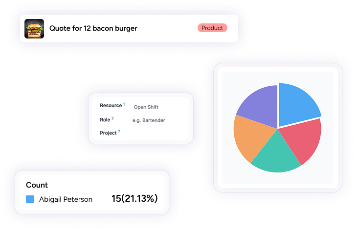 Dining room setup paired with order quote details in Restaurant Management Software